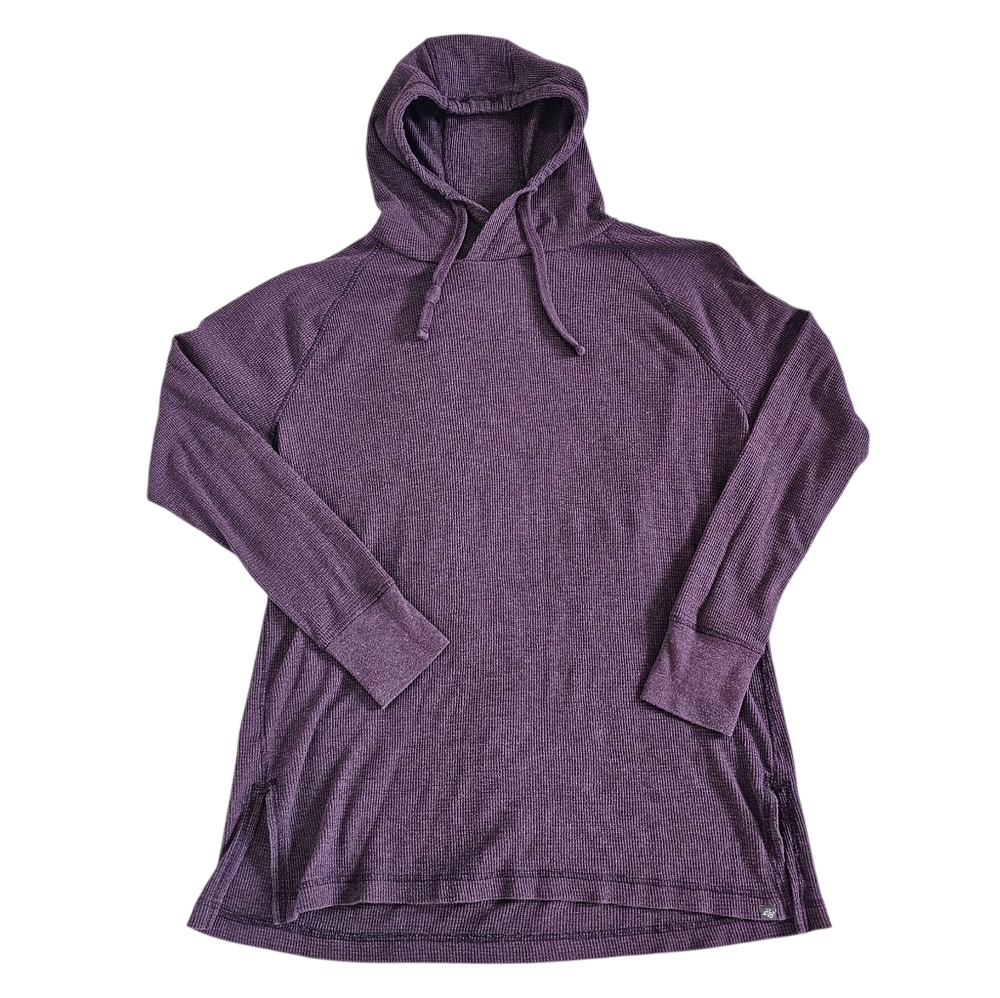 Eddie Bauer Purple Hooded Long Sleeve Sweatshirt Waffle Knit